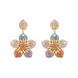 925 Silver Flower Drop Earrings Wedding Dangling Ear Jewelry