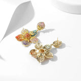 925 Silver Flower Drop Earrings Wedding Dangling Ear Jewelry