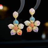 925 Silver Flower Drop Earrings Wedding Dangling Ear Jewelry