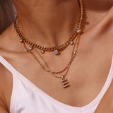 Waterproof Pearl Letter Necklace for Women