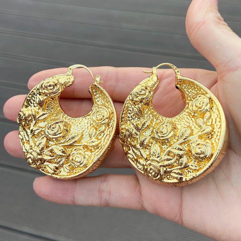 Women Hoop Earrings Girls Round 30-48mm Daily Wear Copper Earrings