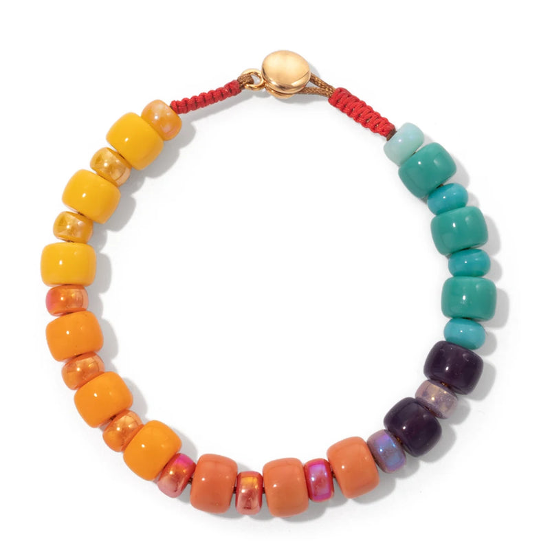 Tube Glass Beads Braided Bracelets Colorful Stone Bangle Jewelry