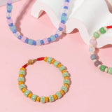 Tube Glass Beads Braided Bracelets Colorful Stone Bangle Jewelry