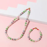 Tube Glass Beads Braided Bracelets Colorful Stone Bangle Jewelry