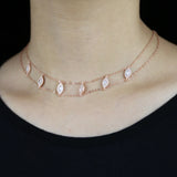 Teardrop CZ Double Chain Necklace 925 Sterling Silver Wedding Gift