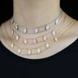 Teardrop CZ Double Chain Necklace 925 Sterling Silver Wedding Gift