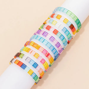 Colorful Beads Elastic Bracelet Women's Boho Bangle