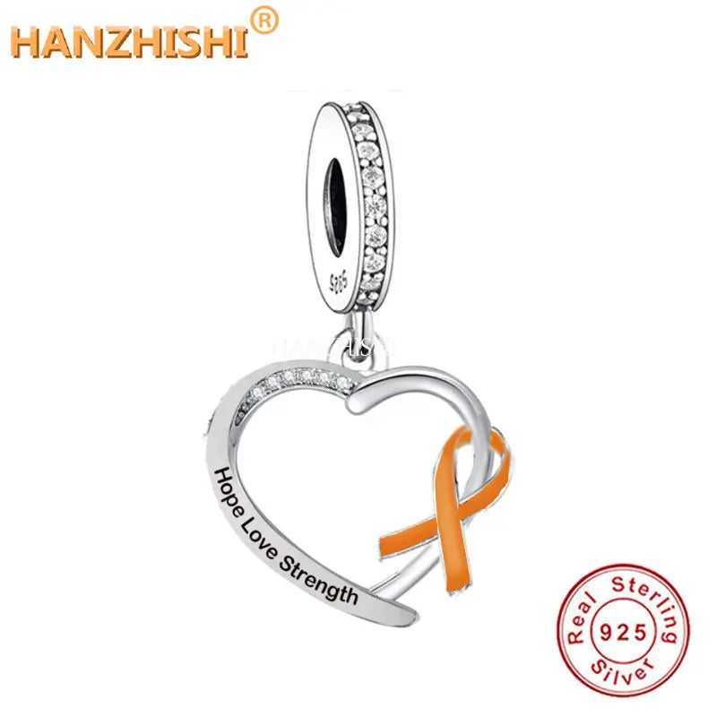 925 Silver Hope Love Strength Ribbon Charms for Bracelet Necklace