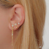925 Silver Mini Cz Flower Stud Earring Wedding Party Jewelry