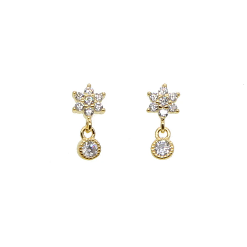 925 Silver Mini Cz Flower Stud Earring Wedding Party Jewelry