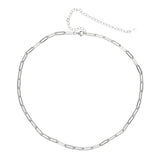 925 Silver Paper Clip Chain Necklace Women Choker Jewelry