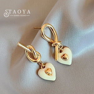 Metal Knot Heart Pendant Earrings for Christmas Party