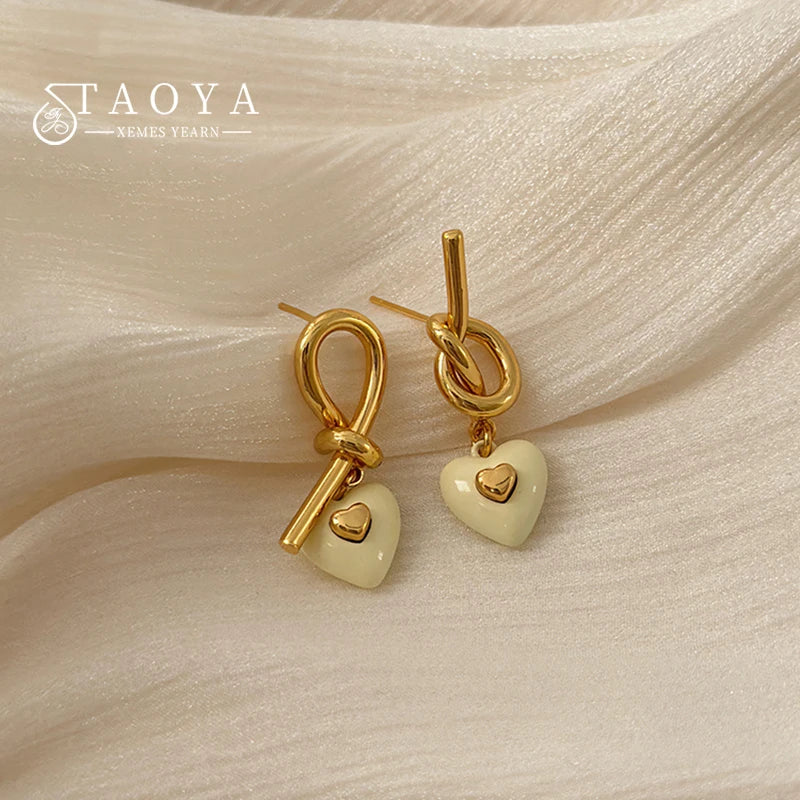 Metal Knot Heart Pendant Earrings for Christmas Party