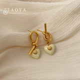 Metal Knot Heart Pendant Earrings for Christmas Party