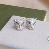 Crystal Leopard Stud Zirconia Earrings