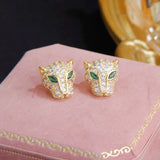 Crystal Leopard Stud Zirconia Earrings