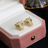 Crystal Leopard Stud Zirconia Earrings