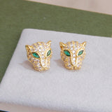 Crystal Leopard Stud Zirconia Earrings