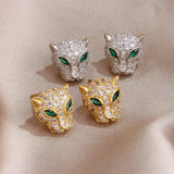 Crystal Leopard Stud Zirconia Earrings