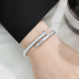 Snake Cuff Bracelet Zircon Inlaid Silver Plated Women's Bangles