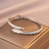 Snake Cuff Bracelet Zircon Inlaid Silver Plated Women's Bangles