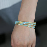 Turquoise Bangles Bracelet Clear CZ Paved Round Women Girl Party Charm Jewelry