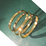 Zircon & Cross Nut Nail Bangle Stainless Steel Bracelet