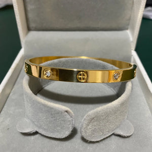 Zircon & Cross Nut Nail Bracelet - Stainless Steel Jewelry
