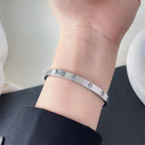 Zircon & Cross Nut Nail Bracelet - Stainless Steel Jewelry