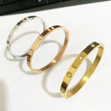 Zircon & Cross Nut Nail Bangle Stainless Steel Bracelet