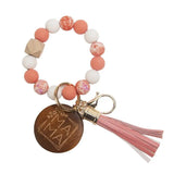 Mama Bracelet Keychain Beaded Wrist Silicone Bead Cow Wristlet Keyring