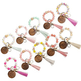 Mama Bracelet Keychain Beaded Wrist Silicone Bead Cow Wristlet Keyring