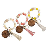 Mama Bracelet Keychain Beaded Wrist Silicone Bead Cow Wristlet Keyring