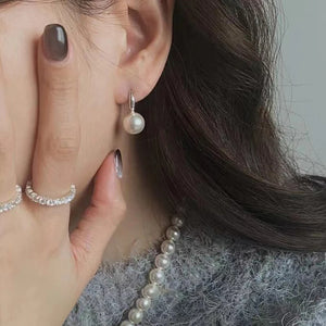 Metal D-Letter Pearl Pendant Earrings Jewelry For Women