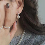 Metal D-Letter Pearl Pendant Earrings Jewelry For Women