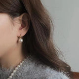 Metal D-Letter Pearl Pendant Earrings Jewelry For Women