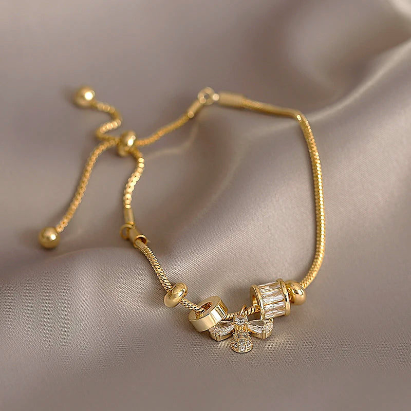 Zircon Bee Pendant Charm Bracelet for Women