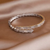 Snake Crystal Open Bangles Bracelets Women Punk Style Animal Chunky Bangles