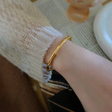 Bamboo Skeleton Stainless Steel Cuff Bracelet for Women
