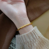 Bamboo Skeleton Stainless Steel Cuff Bracelet for Women