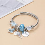 Stainless Steel Wings Charms Cable Wire Cuff Bangle