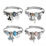 Stainless Steel Wings Charms Cable Wire Cuff Bangle