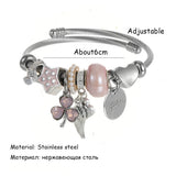 Stainless Steel Wings Charms Cable Wire Cuff Bangle