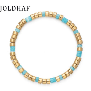 Colorful Beads Bracelets Natural Stone Charms Elastic Bracelets
