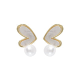 Heart Pearl Pendant Earrings for Women Girls