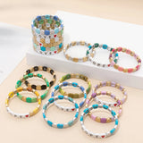 Enamel Elastic Bangle Love Letter Charms Beads Bracelets Couple Jewelry
