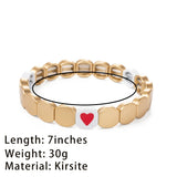 Enamel Elastic Bangle Love Letter Charms Beads Bracelets Couple Jewelry