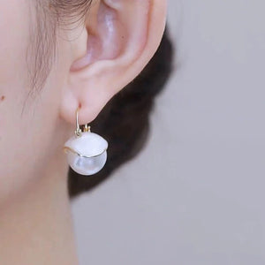 Enamel Pearl Pendant Earrings for Christmas Party