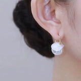 Enamel Pearl Pendant Earrings for Christmas Party