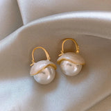 Enamel Pearl Pendant Earrings for Christmas Party